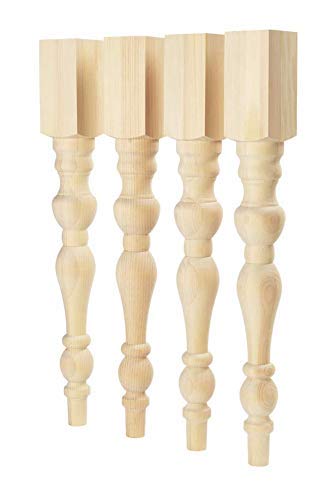 CAROLINA LEG CO. Chunky Rustic Modern Farmhouse Table Legs - Unfinished - DIY Furniture - Turned Legs - Set of 4 - Dimensions: 3.5" x 29" CAROLINA LEG CO.