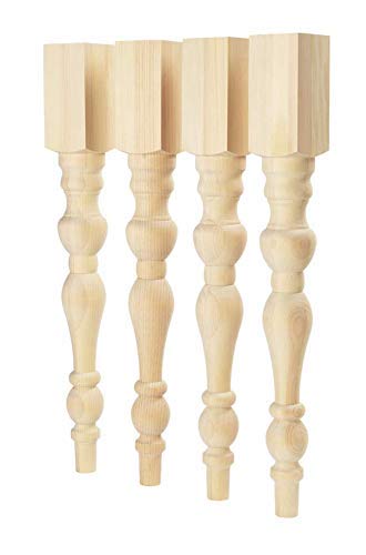 CAROLINA LEG CO. Chunky Rustic Modern Farmhouse Table Legs - Unfinished - DIY Furniture - Turned Legs - Set of 4 - Dimensions: 3.5" x 29" - WoodArtSupply