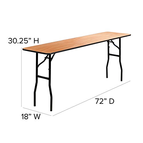 Flash Furniture Gael 6' Wood Folding Training and Event Table, Rectangular Folding Training Table with Smooth Clear Coated Finished Top, Natural Flash Furniture