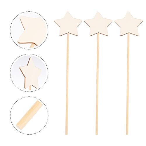 Zerodeko 8 Pcs DIY Fairy Wands, Make Your Princess Wands, Unfinished Wooden Star Fairy Sticks DIY Crafts Supplies Costume Dressing Props Party Favors Zerodeko