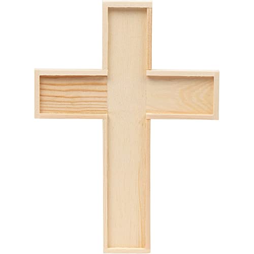 12 Pack Unfinished Wooden Cross Cutouts for Church, Sunday School Crafts, DIY Home Wall Decor (8.9 x 6.5 In) Genie Crafts