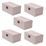 TOYANDONA 5Pcs Unfinished Wooden Boxes, Unfinished Wood Boxes Unpainted Wooden Boxes for Crafts DIY Wood Box with Hinged Lid Art Hobbies Jewelry Box TOYANDONA