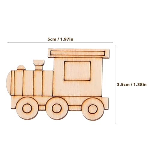 SEWACC 50pcs Truck Unfinished Wood Slices Unpainted Cutout DIY Blank Car Vehicle Bicycle Excavator Helicopter Wooden Ornaments Cutout to Paint (Mixed SEWACC