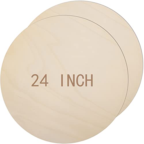 2 Pieces 24 Inch Round Wood Circles for Crafts Blank Round Wood Cutouts Unfinished Round Wood Discs Large Unfinished Wood Circles for Door Hanger AWIZOM