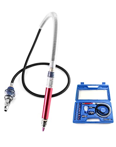 QWORK Air Micro Grinder, 1/8" Mini Pencil Polishing Cutting Tool Pneumatic Pencil Die Grinder, 65000 RPM Free Speed QWORK