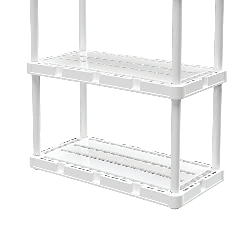 Gracious Living 4 Shelf Knect-A-Shelf Solid Light Duty Storage Unit 12 x 24 x 48 Organizer for Home, Garage, Basement & Laundry, White - WoodArtSupply