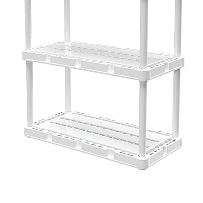 Gracious Living 4 Shelf Knect-A-Shelf Solid Light Duty Storage Unit 12 x 24 x 48 Organizer for Home, Garage, Basement & Laundry, White - WoodArtSupply