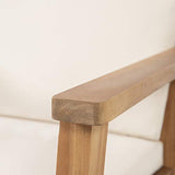 Christopher Knight Home Carlos Outdoor Acacia Wood Club Chairs with Cushions (Set of 2), Brown Patina Finish, Cream Christopher Knight Home