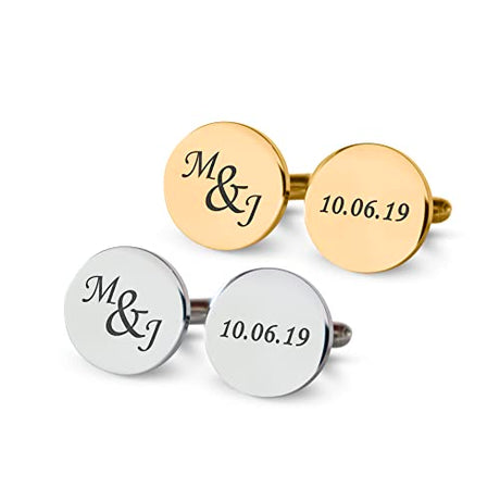 Custom engraved cufflinks for weddings, personalized gift for groom, father of the bride & groom dad, best men, customized gold & silver cufflinks MIA·MIA