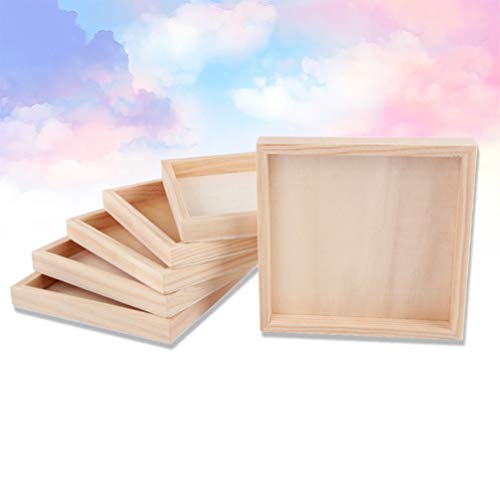 Homoyoyo Square Serving Tray 18Pcs Unfinished Wood Panels Tray Small Wood Serving Tray for Crafts Wooden Panel Boards for Painting Pouring Arts Blank Homoyoyo
