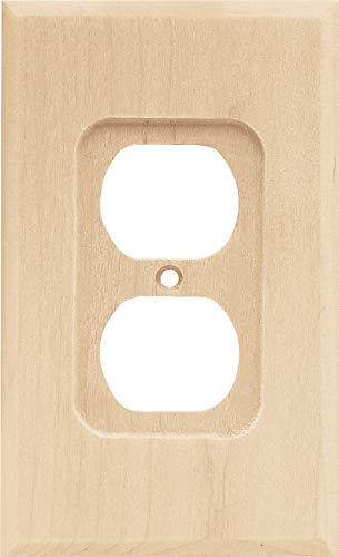 Brainerd 64667 Wood Square Single Duplex Outlet Wall Plate / Switch Plate / Cover Value Pack (6 pieces), Unfinished Wood Brainerd