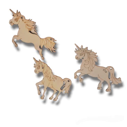 3 Pieces Unicorn Wood Cutout Shapes for Crafts, Unfinished Wood Crafts, Wood Planks for Crafts, Wood Shapes, Craft Wood, Home and Room Decor, Sign - WoodArtSupply