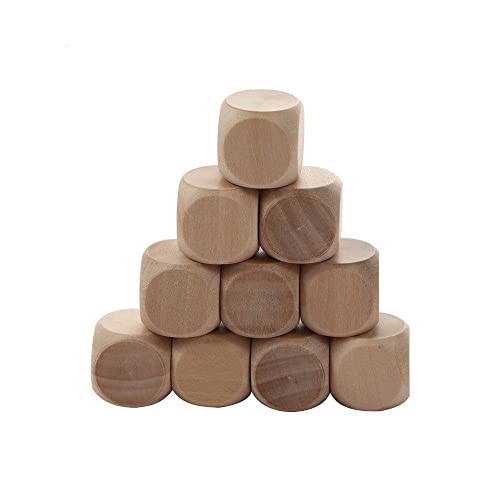 10 Pcs Wooden Dice, 6 Sided Blank Dice Round Corner Cube Dice DIY Graffiti Dice Crafts Toy Dice Board Game Party Supplies(1.8cm)