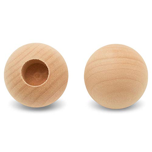 Wood Dowel Caps 1-1/4 inch Diameter with 1/2 inch Hole, Pack of 10 Unfinished Dowel Rod Caps for 1/2 inch Dowel Rods, for Crafts and DIYers, by