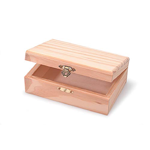 Darice Unfinished Wood Craft Box – Light Unfinished Wood with Clasp – Make Your Own Gift Box, Jewelry Box, Photo Box - Decorate with Paint, Ribbon, Darice