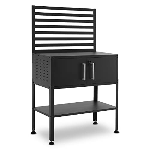 MCombo Metal Workbench for Garage, Adjustable Worktable with Storage Cabinet for Home Office, Basements, Workstation for Home Improvement Bench-81 MCombo