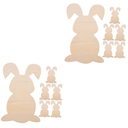Kisangel 12 pcs Rabbit Shaped Wood Chips Unfinished Wood Bunny Easter Bunny Unfinished Wood Crafts Bunny Unfinished Wood Slices Decor Bunny Hanging Kisangel