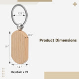 70 PCS Wooden Keychains, Engraving Blanks Wooden Blank Keychains, Wood Key Chain Bulk, Wooden Key Ring Key Tag for DIY Gift Crafts Homaisson