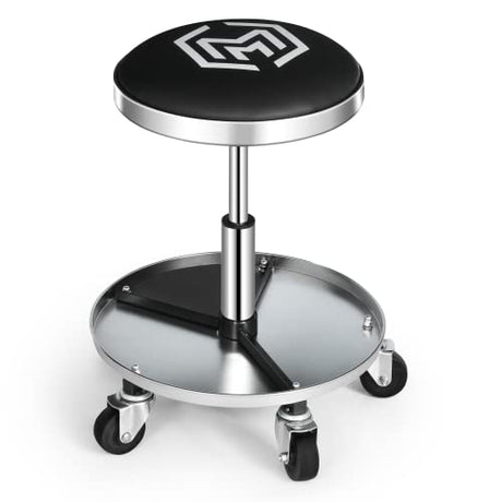Magshion Rolling Stools with Wheels 300 lbs Capacity Pneumatic Rolling Mechanic Stool, Height-Adjustable Padded Roller Seat with Wheels & Tool Tray Magshion