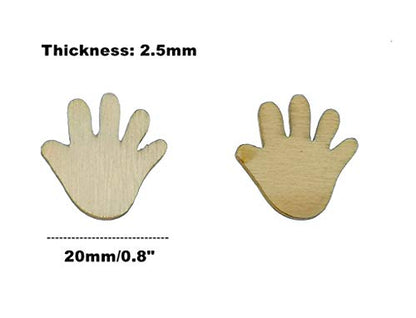 Kinteshun Natural Wood Unfinished Cutout Veneers Slices for Patchwork DIY Crafting Decoration(100pcs,Hand Shape)