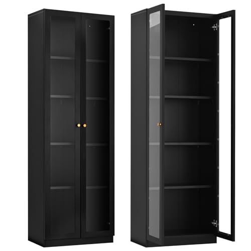 IRONMIX 70 Inch Tall Metal Storage Cabinet with Acrylic Doors and Adjustable Shelves - WoodArtSupply