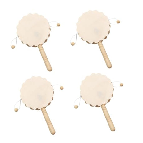 Totority 4pcs Wooden Rattle Unfinished Rattle Toys Kids Shaking Rattle Musical Rattle Toys Baby Toy Graffiti Toddler Toys Kids Musical Instruments Totority