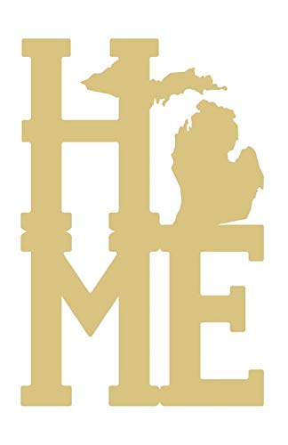 Home Michigan Cutout Unfinished State Home Décor Everyday Door Hanger MDF Shape Canvas Style 1 Diverse Woodworking