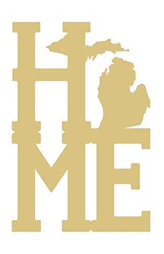 Home Michigan Cutout Unfinished State Home Décor Everyday Door Hanger MDF Shape Canvas Style 1