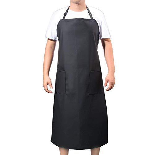 VWELL Rubber Vinyl Waterproof Apron for Men Women, Dishwashing, Chemical Lab Work Apron Butcher Apron PVC Grooming Apron VWELL