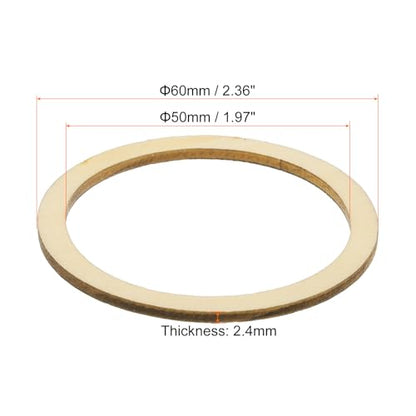 uxcell 50Pcs 60mm(2.4-inch) Natural Wood Rings, Unfinished Wooden Pieces Circle Ornaments Wreath Frame Ring for Home Decor, DIY Crafting