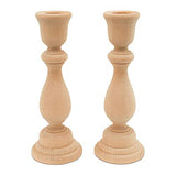 Unfinished Wood Candlestick Holders 6-3/4 inches with 7/8 inch Hole, Set of 2 Classic Craft Candlesticks to Paint or Decorate, by Woodpeckers Woodpeckers