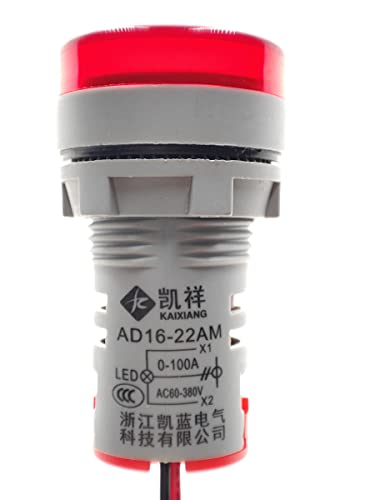 Szliyands 3pcs Digital Display AC Current Indicator, 22mm Round Head LED Current Tester 0~100A Ammeter Monitor Green red Yellow Szliyands