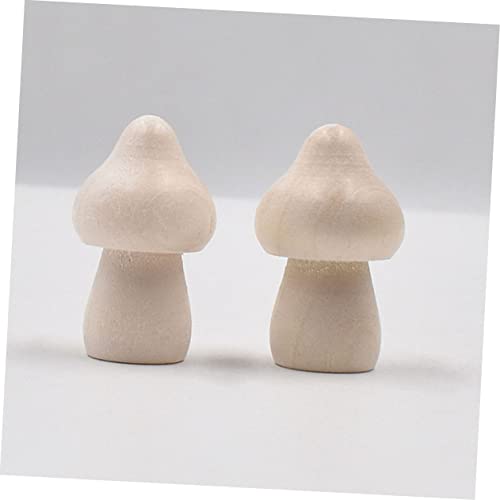 DECHOUS 40pcs Wooden Fruit Ornaments Wooden Mushroom Crafts DIY Unfinished Mushroom Natural Unfinished Mushrooms DIY Mushroom Graffiti Wooden Toy DECHOUS