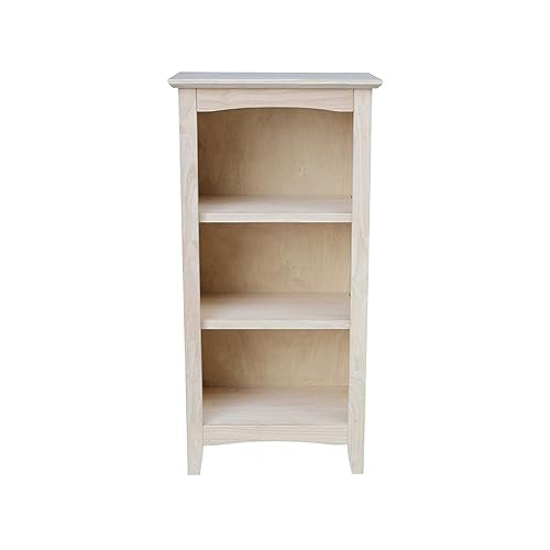 International Concepts Parawood Shaker Bookcase - 36" H Unfinished Solid Wood Shelves