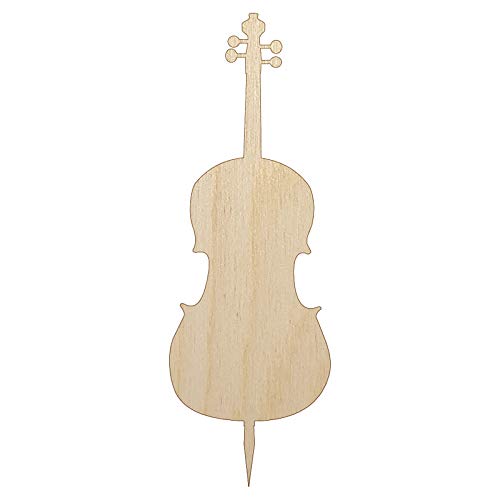 Cello Music Instrument Silhouette Unfinished Wood Shape Piece Cutout for DIY Craft Projects - 1/4 Inch Thick - 6.25 Inch Size - WoodArtSupply