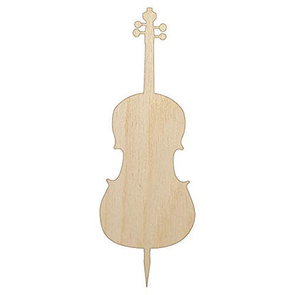 Cello Music Instrument Silhouette Unfinished Wood Shape Piece Cutout for DIY Craft Projects - 1/4 Inch Thick - 6.25 Inch Size - WoodArtSupply