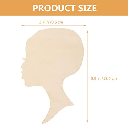 Alipis 12pcs African Girl Wooden Cutouts Women Face Silhouette Head Wood Decoration Pendant DIY Wooden Template Unfinished Craft Wreath for Mother - WoodArtSupply