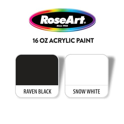 RoseArt 16oz Snow White & Raven Black Acrylic Paint Set
