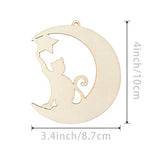 Cat Wood Star Wood Moon Shape Wooden Blank Wood with Twines Art Unfinished Ornaments for Wedding Birthday Party Christmas Decoration 20Pcs Zontween
