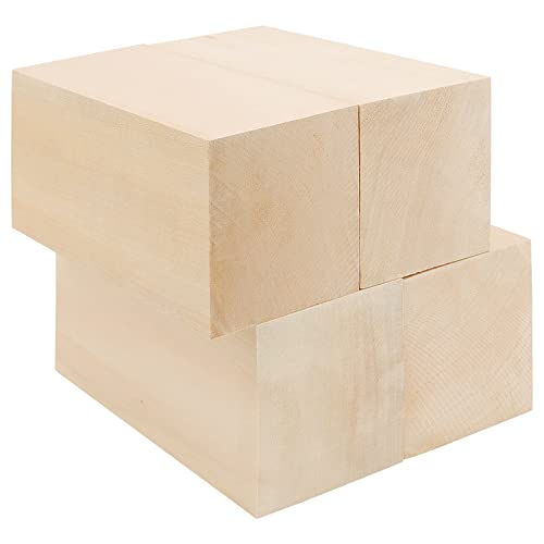 JOIKIT 4 Pack 6 x 3 x 3 Inches Basswood Carving Blocks, Unfinished Soft Wood Blocks, Kiln Dried Whittling Blocks Whittle Kit Craft Wood Carving Kit - WoodArtSupply