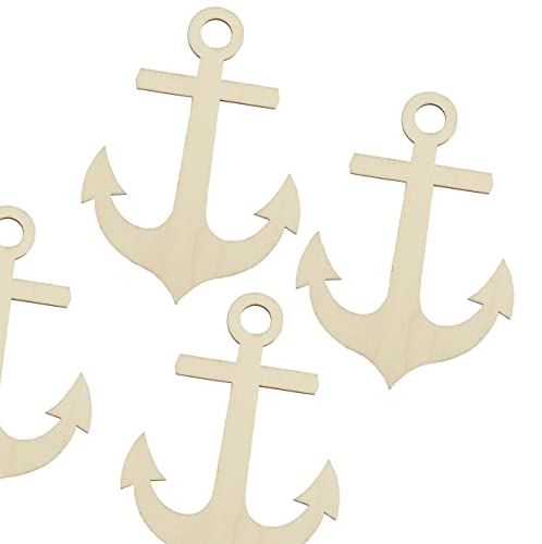 Pack of 24 Unfinished Wood Anchor Cutouts by Factory Direct Craft - Blank Anchor Wooden DIY Shapes for Scouts, Camps, Vacation Bible School, &