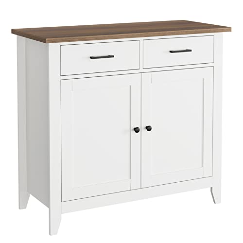 HORSTORS Kitchen Storage Cabinet with Drawers and Doors, Floor Sideboard and Buffet Server Cabinet, Entryway Console Cabinet for Living Room, Dining HORSTORS