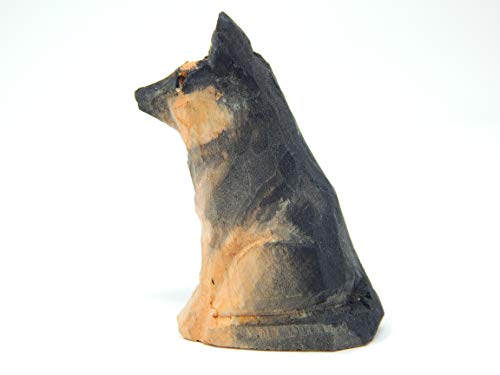 German Shephard Dog Puppy Figurine - Miniature 2 Inch Wood Carving Handmade Home Decor Small Animal Garden Statue Pet Canine Hound - WoodArtSupply