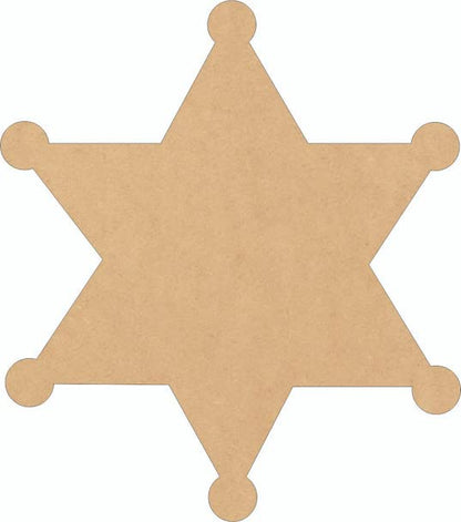 Unfinished Sheriff Badge Wood 6" Cutout, DIY Paintable 1/4" MDF Craft