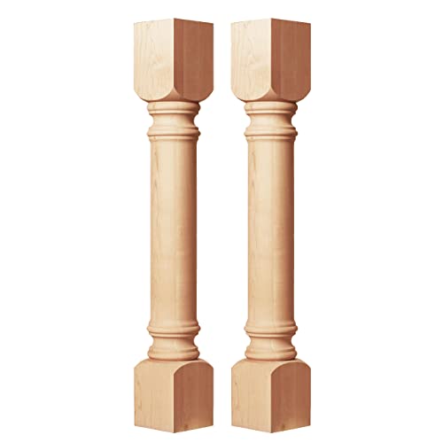 35 1/2-inch H 5-inch W 5-inch D Cabinet Columns, Btowin 2Pcs Unfinished Tapered Rubberwood Replacement Island Legs for Large Dining Table & Kitchen Btowin
