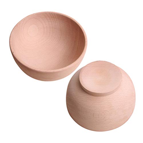 SUPVOX 2PCS Unfinished Wood Bowl Beech Bowl Wooden Bowl Soup Bowl Jewelry Holder Ready to Paint Craft Supplies - WoodArtSupply