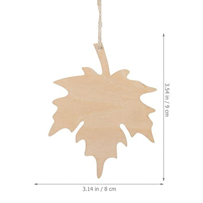 Milisten 21pcs Maple Leaf Wooden Ornaments Thanksgiving Wood Cutouts Unfinished Blank Hanging Leaf Wood Slices for Christmas Thanksgiving DIY Craft