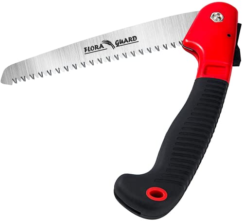 FLORA GUARD Folding Hand Saw, Camping/Pruning Saw with Rugged 7.7 Inch Blades Professional Folding Saw Razor Tooth Sharp Blade Solid Grip(Red) - WoodArtSupply