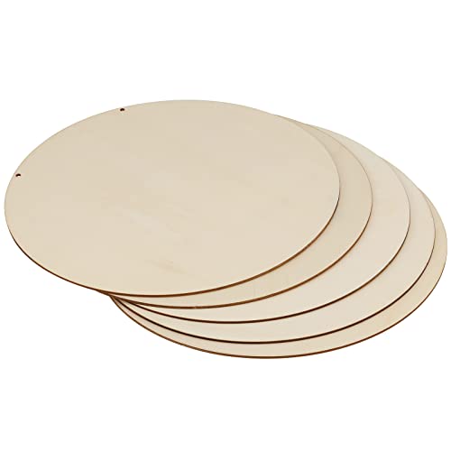 KEILEOHO 10 PCS 12 Inch Wood Circles Rounds with Holes, Unfinished Wood Rounds, Blank Round Wood Circles for Ornaments, Wooden Plaque Disc Cutouts KEILEOHO