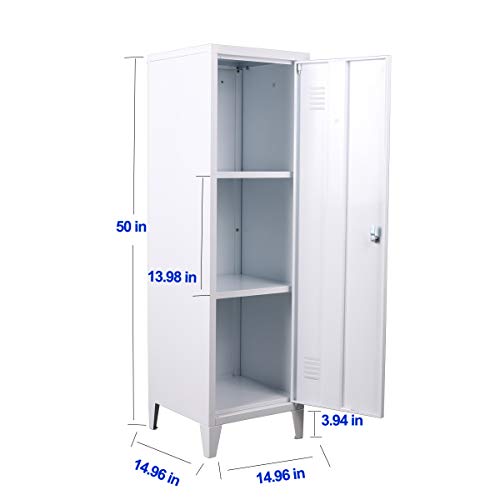 MIOCASA Metal Cabinet Home Office Storage Cabinets with Doors and Shelves Lockable 3 Door File Cabinet Organizer Coat Lockers for Kids (White) MIOCASA